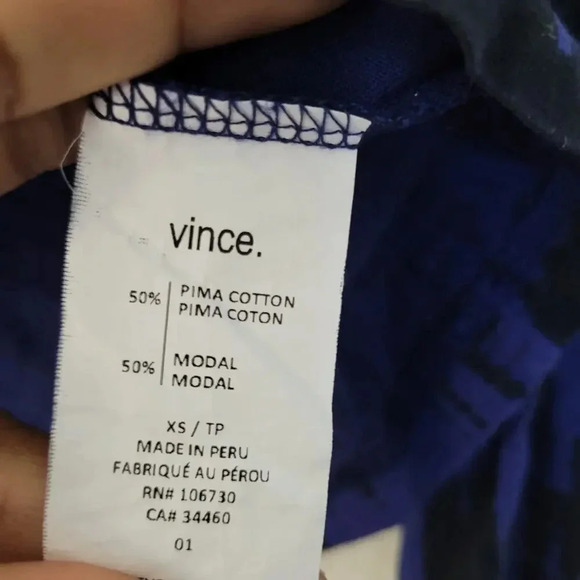 Vince Women's T-Shirt Top Size XS Multicolor Cotton Long Sleeves Round Neck - Picture 4 of 7